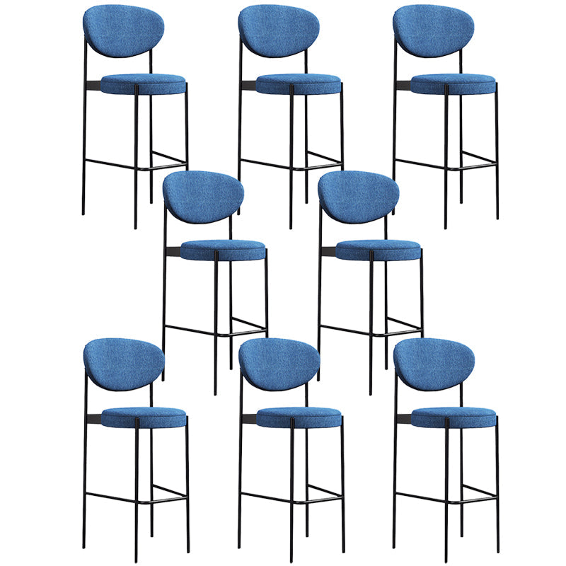 Industrial Upholstered Armless Bar Stool Round Seat Bar Chair with Metal Legs