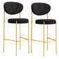 Industrial Upholstered Armless Bar Stool Round Seat Bar Chair with Metal Legs