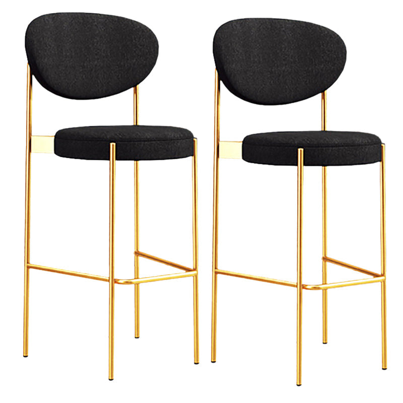 Industrial Upholstered Armless Bar Stool Round Seat Bar Chair with Metal Legs