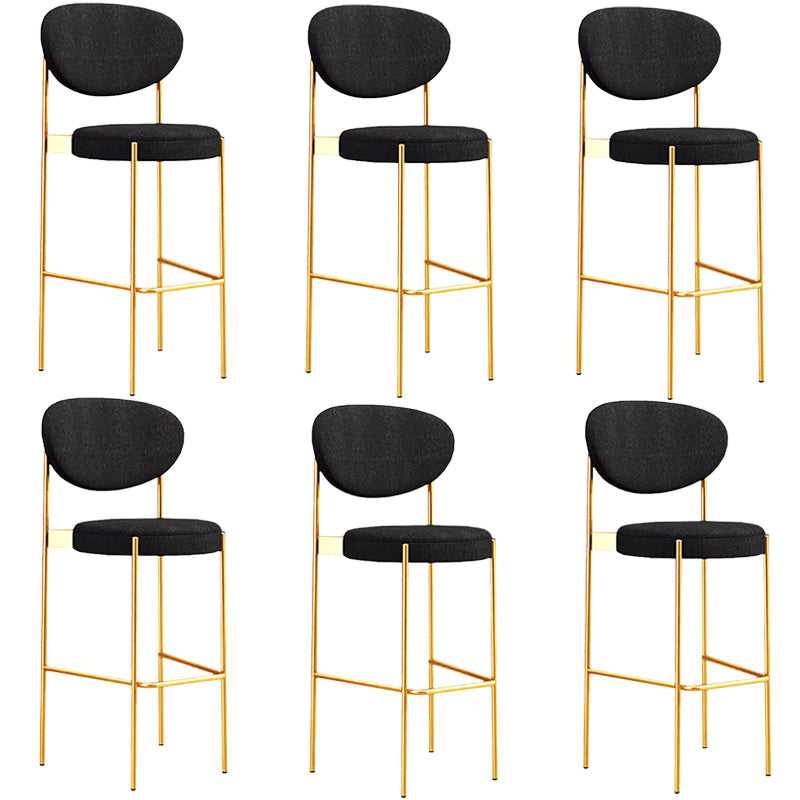 Industrial Upholstered Armless Bar Stool Round Seat Bar Chair with Metal Legs