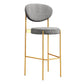 Industrial Upholstered Armless Bar Stool Round Seat Bar Chair with Metal Legs