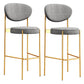 Industrial Upholstered Armless Bar Stool Round Seat Bar Chair with Metal Legs