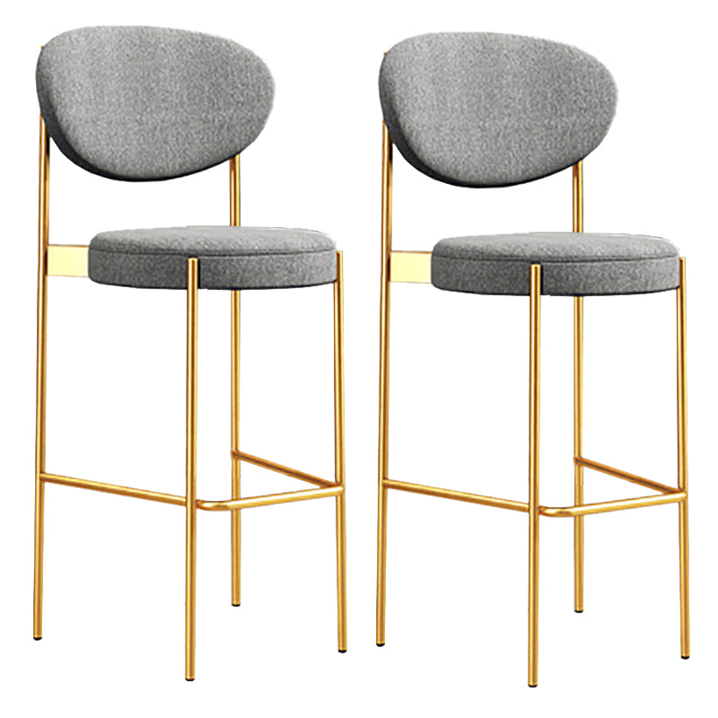 Industrial Upholstered Armless Bar Stool Round Seat Bar Chair with Metal Legs