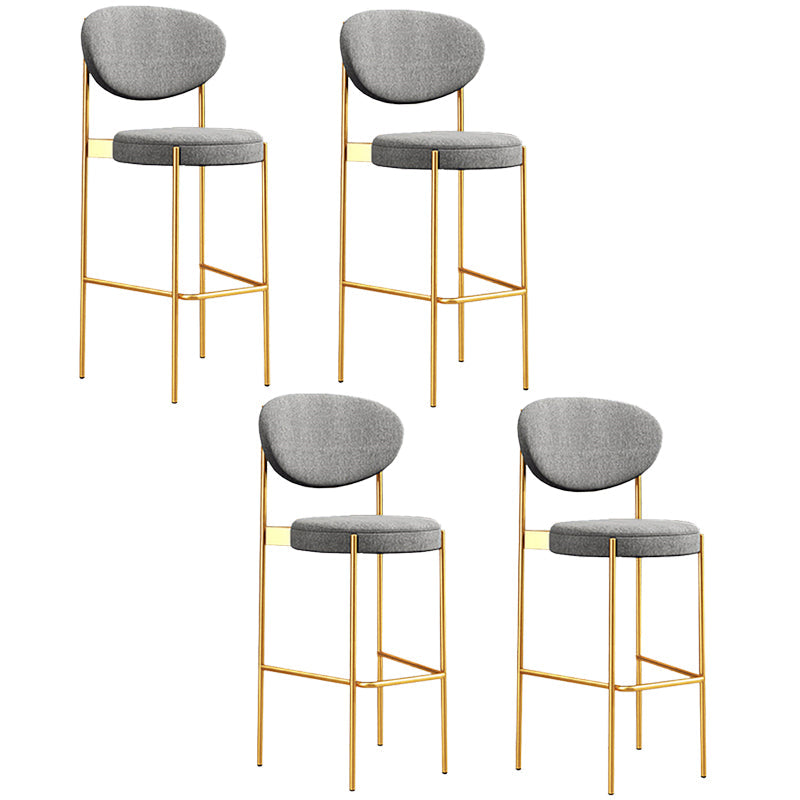 Industrial Upholstered Armless Bar Stool Round Seat Bar Chair with Metal Legs