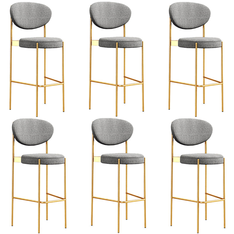 Industrial Upholstered Armless Bar Stool Round Seat Bar Chair with Metal Legs