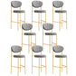 Industrial Upholstered Armless Bar Stool Round Seat Bar Chair with Metal Legs