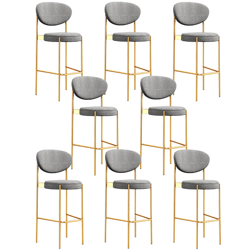 Industrial Upholstered Armless Bar Stool Round Seat Bar Chair with Metal Legs