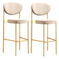 Industrial Upholstered Armless Bar Stool Round Seat Bar Chair with Metal Legs