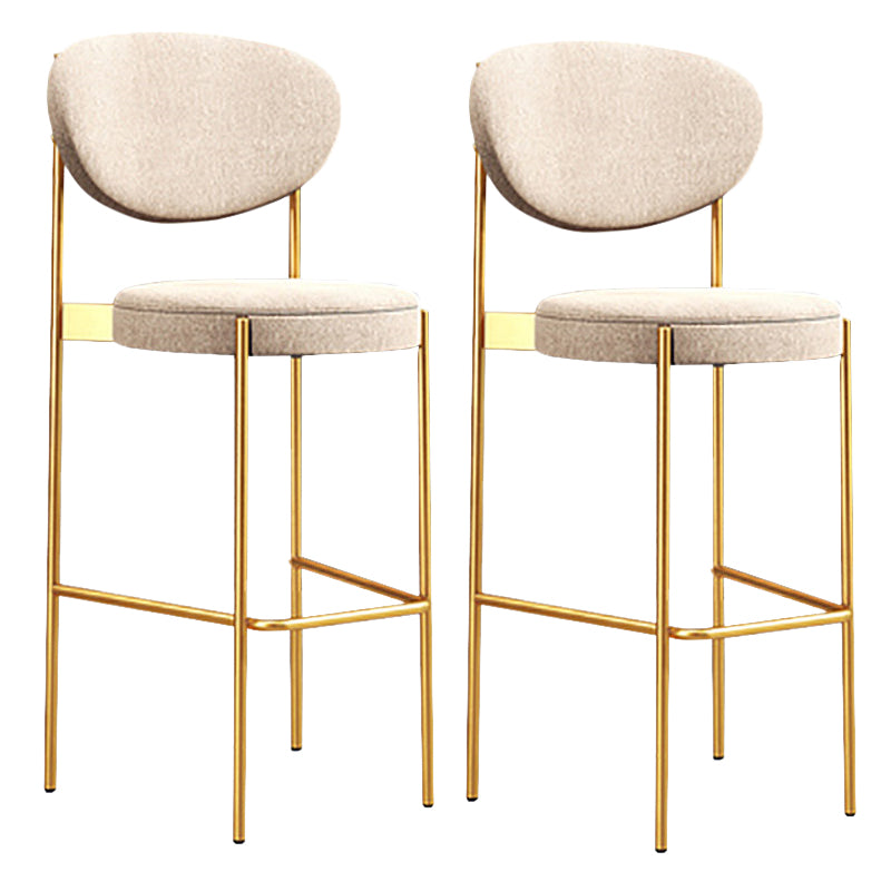 Industrial Upholstered Armless Bar Stool Round Seat Bar Chair with Metal Legs