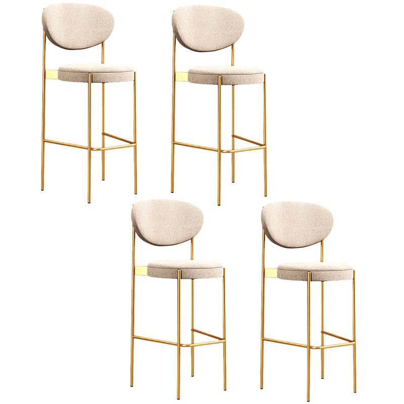 Industrial Upholstered Armless Bar Stool Round Seat Bar Chair with Metal Legs