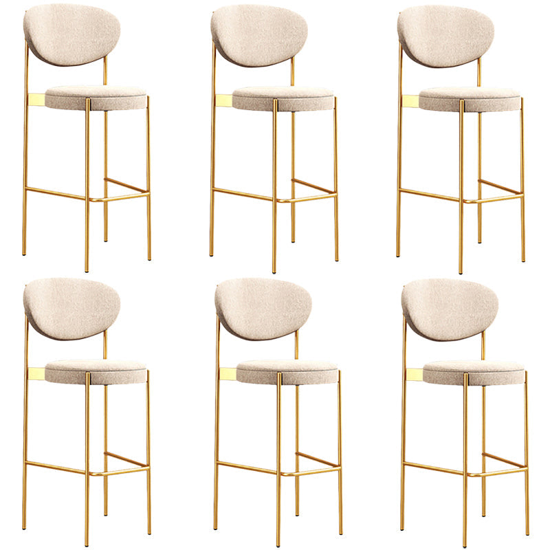 Industrial Upholstered Armless Bar Stool Round Seat Bar Chair with Metal Legs