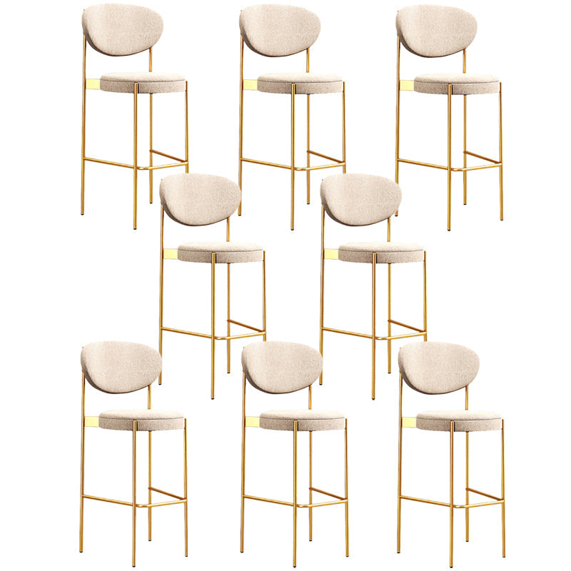 Industrial Upholstered Armless Bar Stool Round Seat Bar Chair with Metal Legs