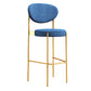 Industrial Upholstered Armless Bar Stool Round Seat Bar Chair with Metal Legs