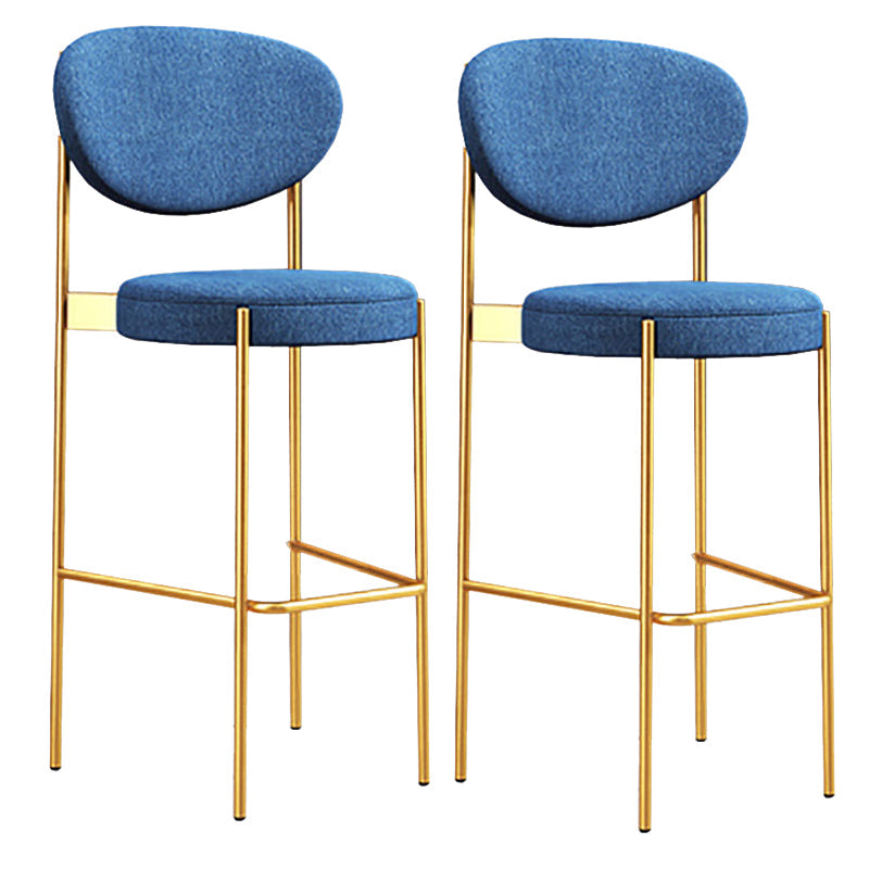 Industrial Upholstered Armless Bar Stool Round Seat Bar Chair with Metal Legs