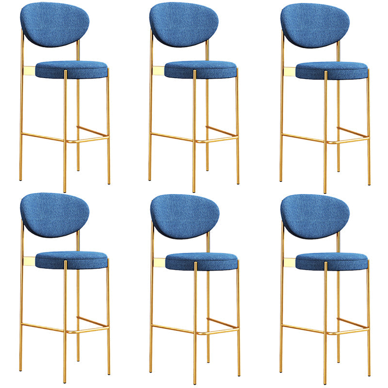 Industrial Upholstered Armless Bar Stool Round Seat Bar Chair with Metal Legs