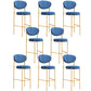 Industrial Upholstered Armless Bar Stool Round Seat Bar Chair with Metal Legs