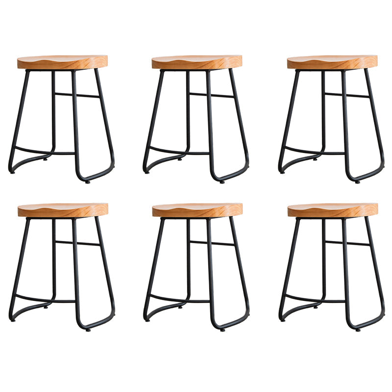 Modern Footrest Solid Wood Bar Stool Dessert Shop Backless Stool Wood 6 Piece Set Clearhalo 'Bar Furniture' 'Bar Stools' 'bar_stools' 'furn' 'furn_bar_stools' 'Furniture' 'Kitchen & Dining Furniture' 5967175