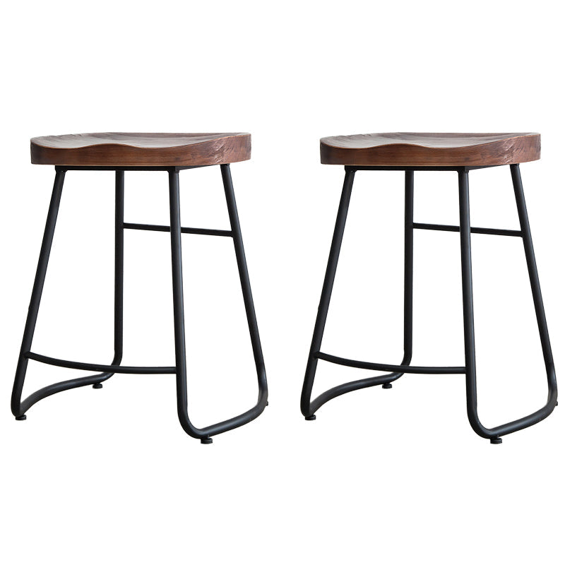 Modern Footrest Solid Wood Bar Stool Dessert Shop Backless Stool Walnut 2 Piece Set Clearhalo 'Bar Furniture' 'Bar Stools' 'bar_stools' 'furn' 'furn_bar_stools' 'Furniture' 'Kitchen & Dining Furniture' 5967179