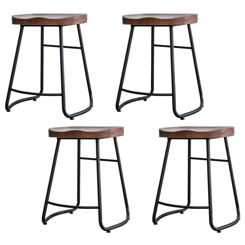 Modern Footrest Solid Wood Bar Stool Dessert Shop Backless Stool Walnut 4 Piece Set Clearhalo 'Bar Furniture' 'Bar Stools' 'bar_stools' 'furn' 'furn_bar_stools' 'Furniture' 'Kitchen & Dining Furniture' 5967180