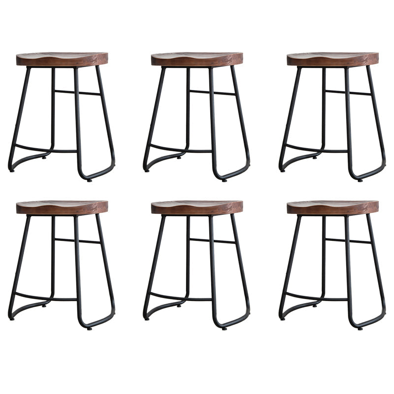 Modern Footrest Solid Wood Bar Stool Dessert Shop Backless Stool Walnut 6 Piece Set Clearhalo 'Bar Furniture' 'Bar Stools' 'bar_stools' 'furn' 'furn_bar_stools' 'Furniture' 'Kitchen & Dining Furniture' 5967182