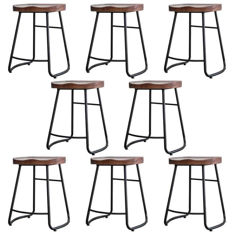Modern Footrest Solid Wood Bar Stool Dessert Shop Backless Stool Walnut 8 Piece Set Clearhalo 'Bar Furniture' 'Bar Stools' 'bar_stools' 'furn' 'furn_bar_stools' 'Furniture' 'Kitchen & Dining Furniture' 5967184