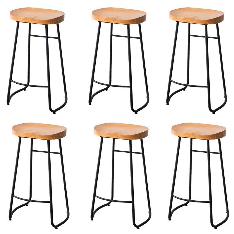 Modern Footrest Solid Wood Bar Stool Dessert Shop Backless Stool Wood 6 Piece Set Clearhalo 'Bar Furniture' 'Bar Stools' 'bar_stools' 'furn' 'furn_bar_stools' 'Furniture' 'Kitchen & Dining Furniture' 5967191