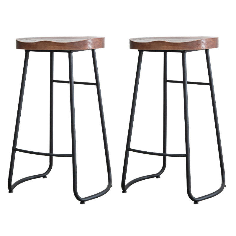 Modern Footrest Solid Wood Bar Stool Dessert Shop Backless Stool Walnut 2 Piece Set Clearhalo 'Bar Furniture' 'Bar Stools' 'bar_stools' 'furn' 'furn_bar_stools' 'Furniture' 'Kitchen & Dining Furniture' 5967195