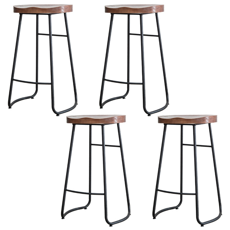 Modern Footrest Solid Wood Bar Stool Dessert Shop Backless Stool Walnut 4 Piece Set Clearhalo 'Bar Furniture' 'Bar Stools' 'bar_stools' 'furn' 'furn_bar_stools' 'Furniture' 'Kitchen & Dining Furniture' 5967196
