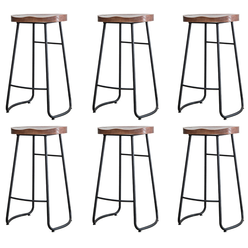 Modern Footrest Solid Wood Bar Stool Dessert Shop Backless Stool Walnut 6 Piece Set Clearhalo 'Bar Furniture' 'Bar Stools' 'bar_stools' 'furn' 'furn_bar_stools' 'Furniture' 'Kitchen & Dining Furniture' 5967197