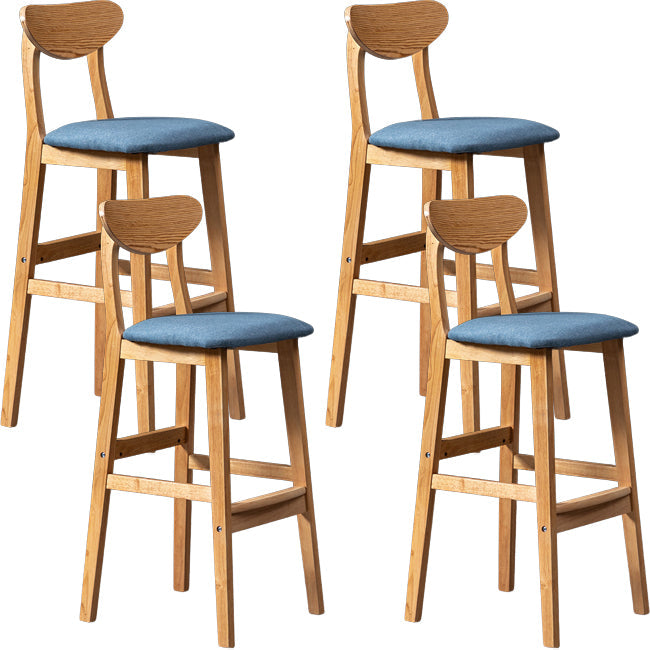 Scandinavian Wood Stool Rectangle Seat Upholstered Counter Stool