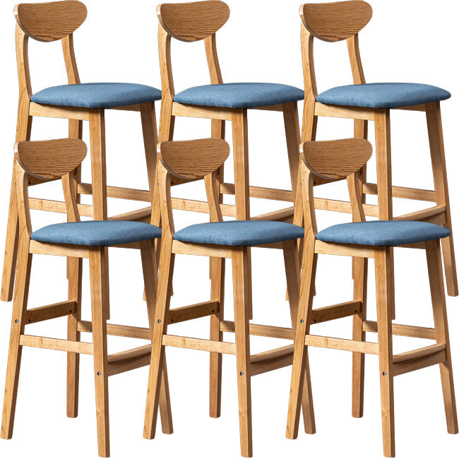 Scandinavian Wood Stool Rectangle Seat Upholstered Counter Stool