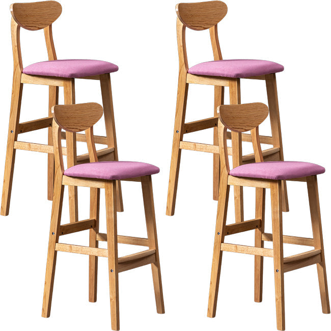 Scandinavian Wood Stool Rectangle Seat Upholstered Counter Stool