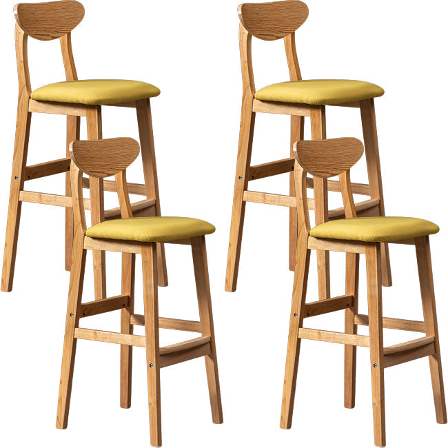 Scandinavian Wood Stool Rectangle Seat Upholstered Counter Stool