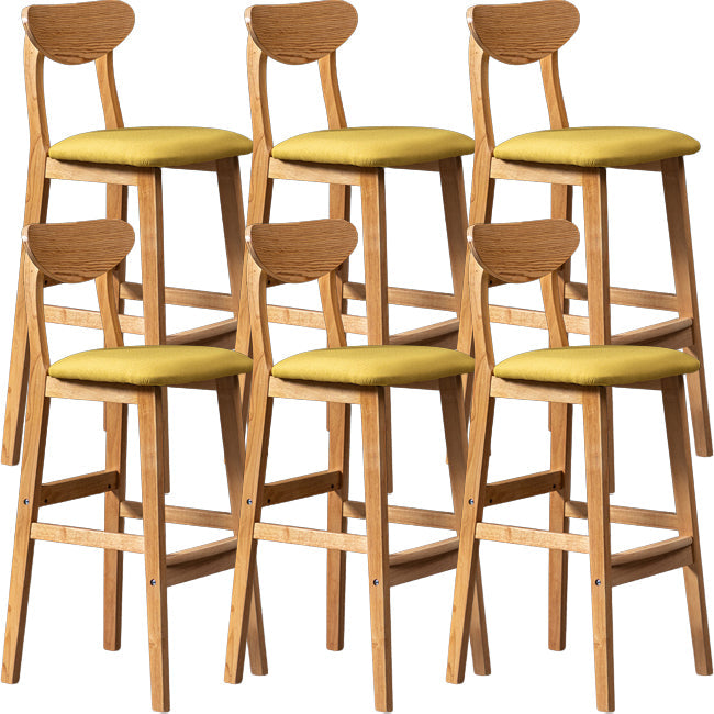 Scandinavian Wood Stool Rectangle Seat Upholstered Counter Stool