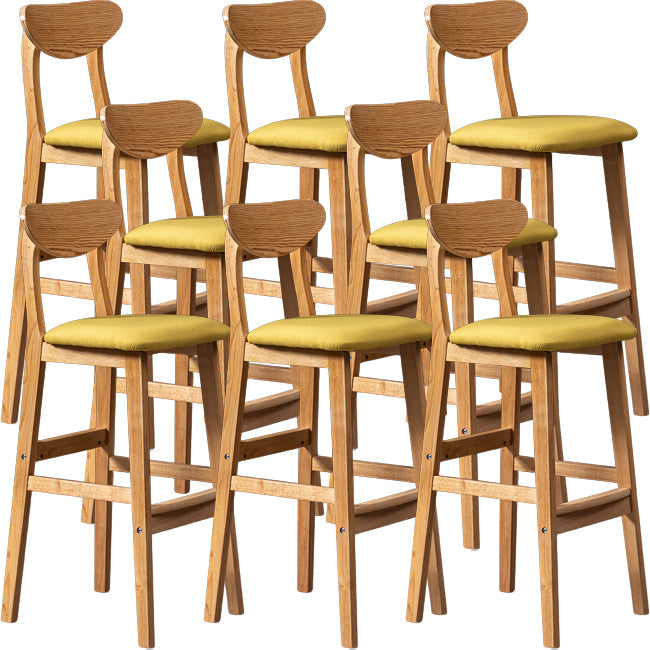 Scandinavian Wood Stool Rectangle Seat Upholstered Counter Stool