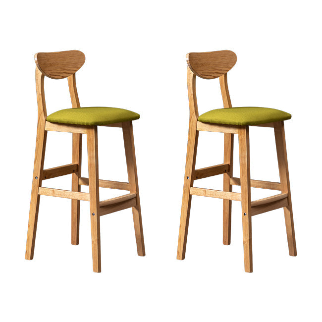 Scandinavian Wood Stool Rectangle Seat Upholstered Counter Stool