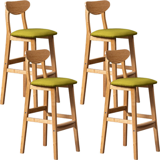 Scandinavian Wood Stool Rectangle Seat Upholstered Counter Stool