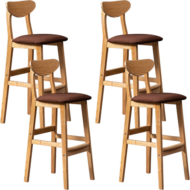 Scandinavian Wood Stool Rectangle Seat Upholstered Counter Stool