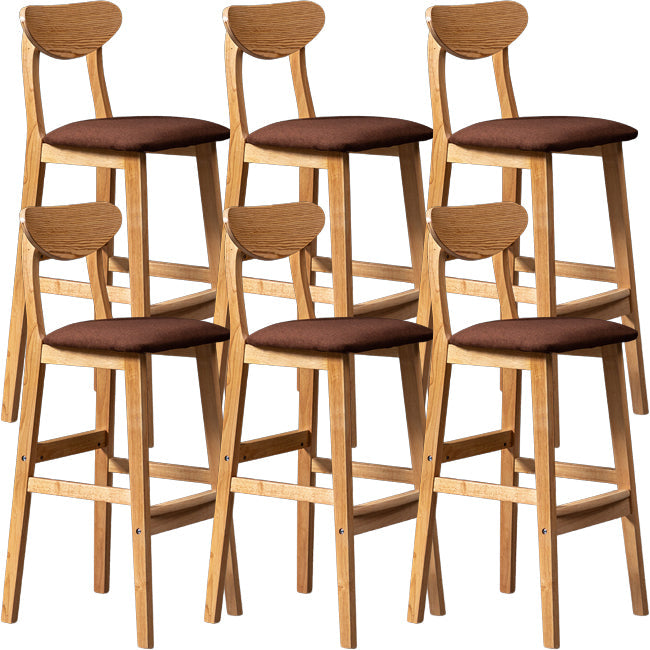 Scandinavian Wood Stool Rectangle Seat Upholstered Counter Stool