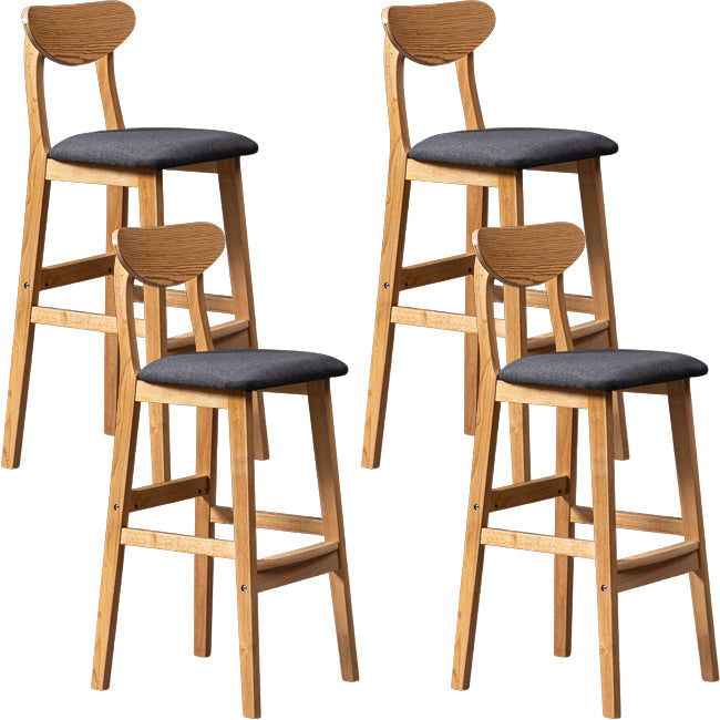 Scandinavian Wood Stool Rectangle Seat Upholstered Counter Stool