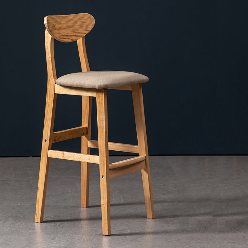 Scandinavian Wood Stool Rectangle Seat Upholstered Counter Stool