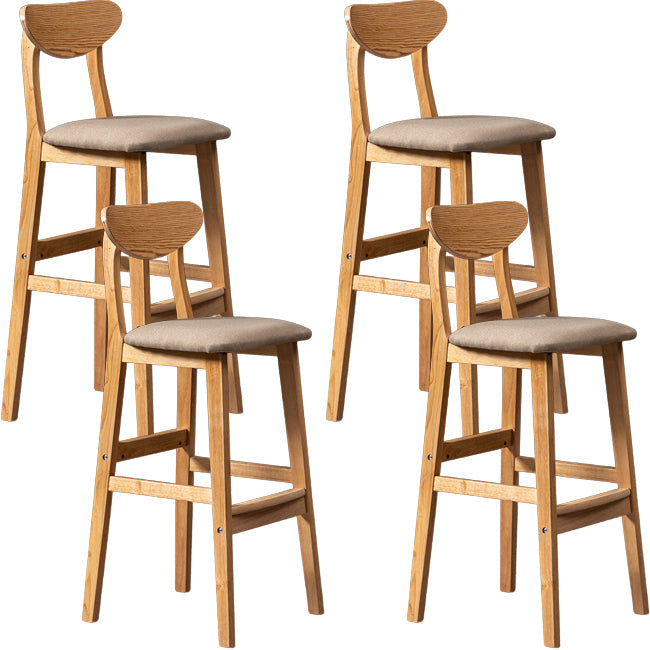 Scandinavian Wood Stool Rectangle Seat Upholstered Counter Stool