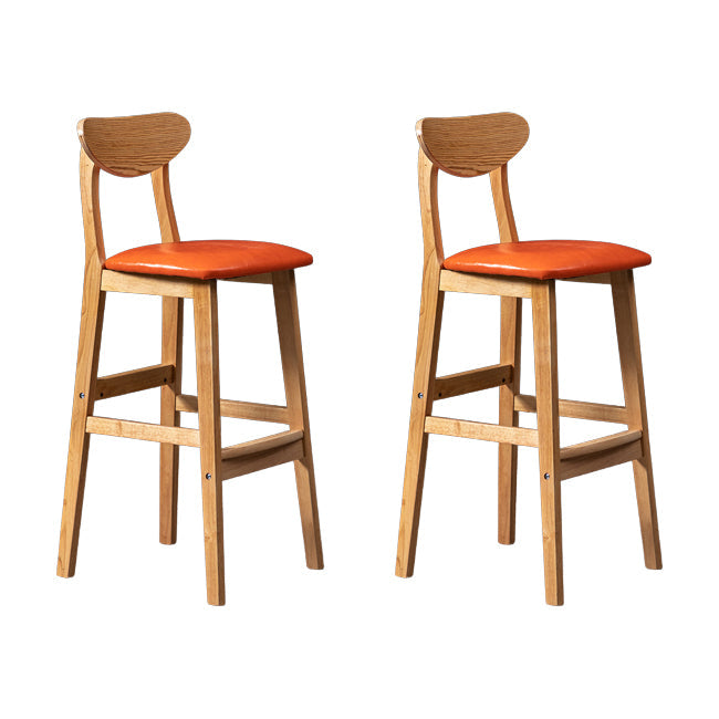 Scandinavian Wood Stool Rectangle Seat Upholstered Counter Stool