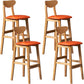 Scandinavian Wood Stool Rectangle Seat Upholstered Counter Stool