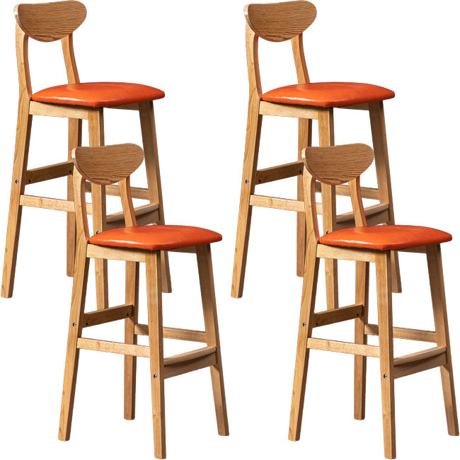 Scandinavian Wood Stool Rectangle Seat Upholstered Counter Stool