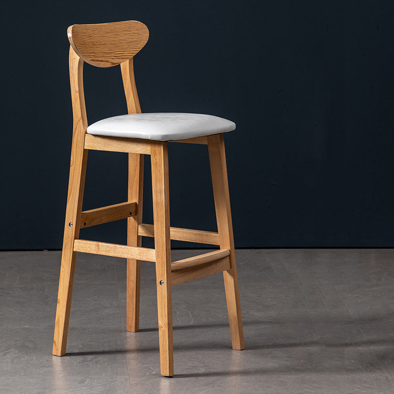 Scandinavian Wood Stool Rectangle Seat Upholstered Counter Stool