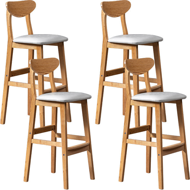 Scandinavian Wood Stool Rectangle Seat Upholstered Counter Stool