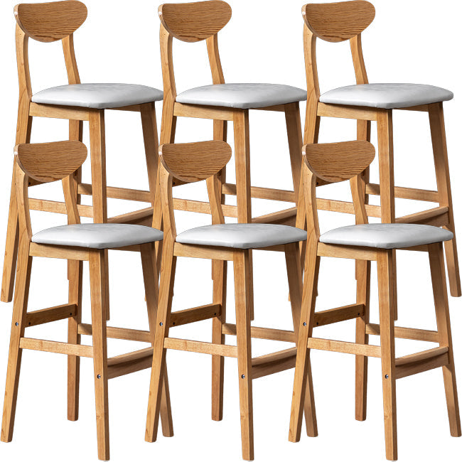 Scandinavian Wood Stool Rectangle Seat Upholstered Counter Stool