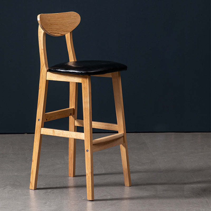 Scandinavian Wood Stool Rectangle Seat Upholstered Counter Stool