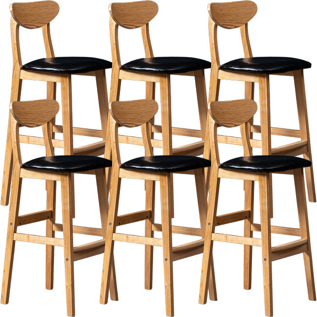 Scandinavian Wood Stool Rectangle Seat Upholstered Counter Stool